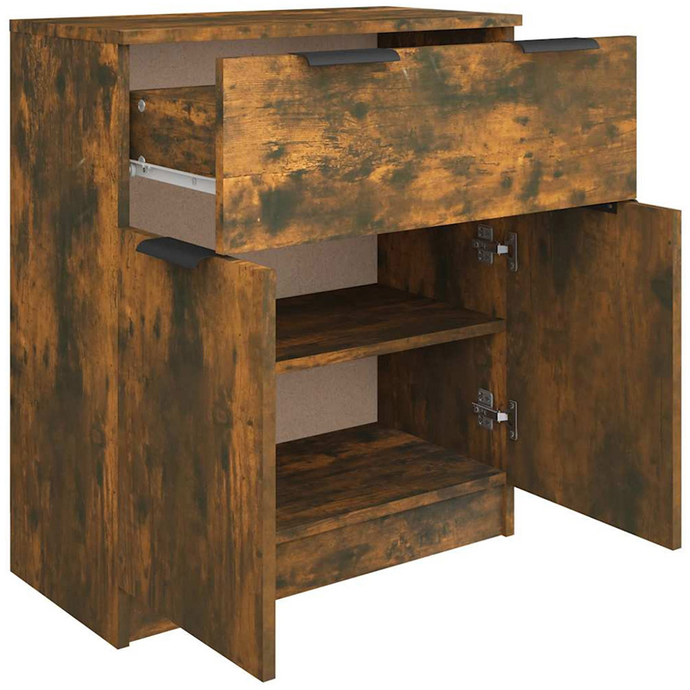 vidaXL 2 Door Single Drawer Smoked Oak Sideboard Image 7