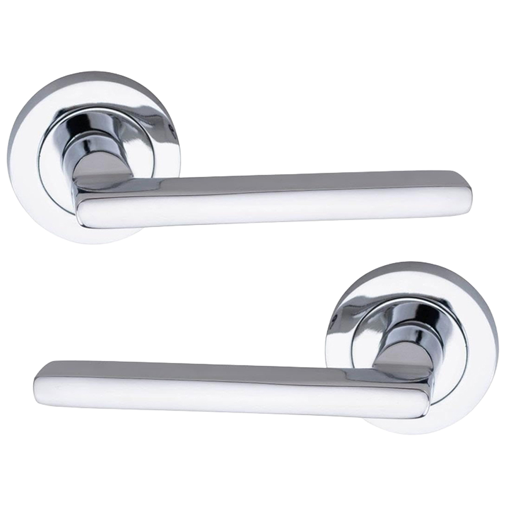 Golden Grace Leon Polished Chrome Bathroom Door Handle Pair with Thumbturn and Mortise Lock Image 3