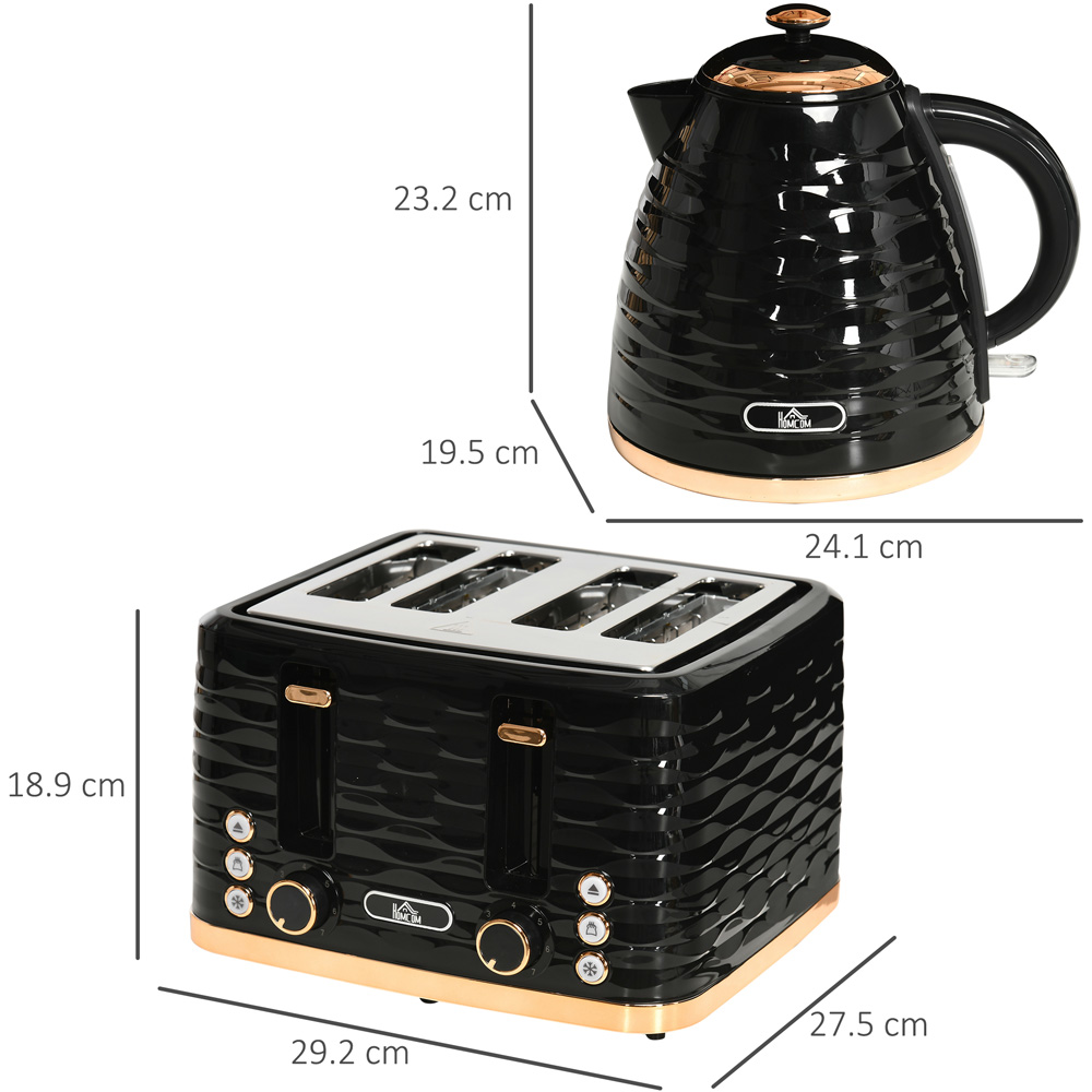 HOMCOM 800-162V70BK Black 1.7L Kettle and 4 Slice Toaster Set Image 7
