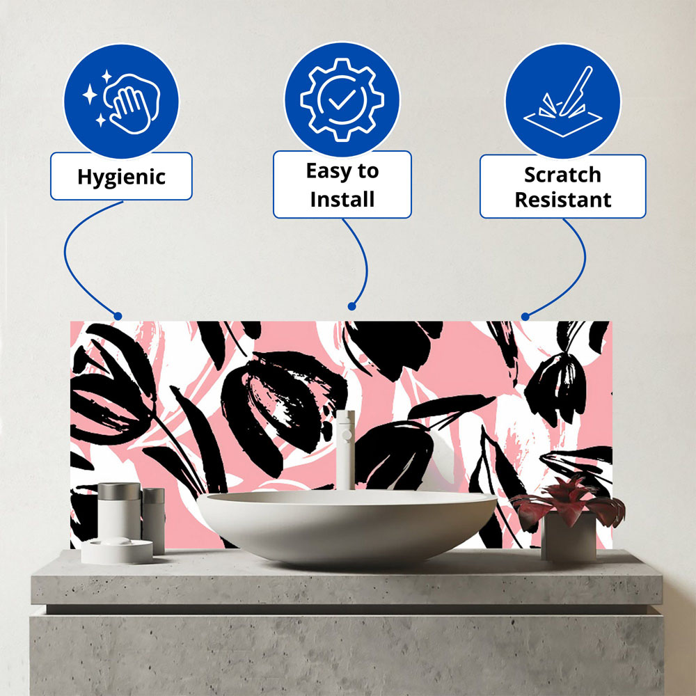 Warren Reed Designer Spring Flower Glass Bathroom Splashback 25 x 60cm Image 3