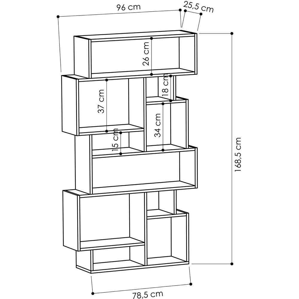 Decortie Karmato 10 Shelf Mocha Grey Modern Bookcase Image 7