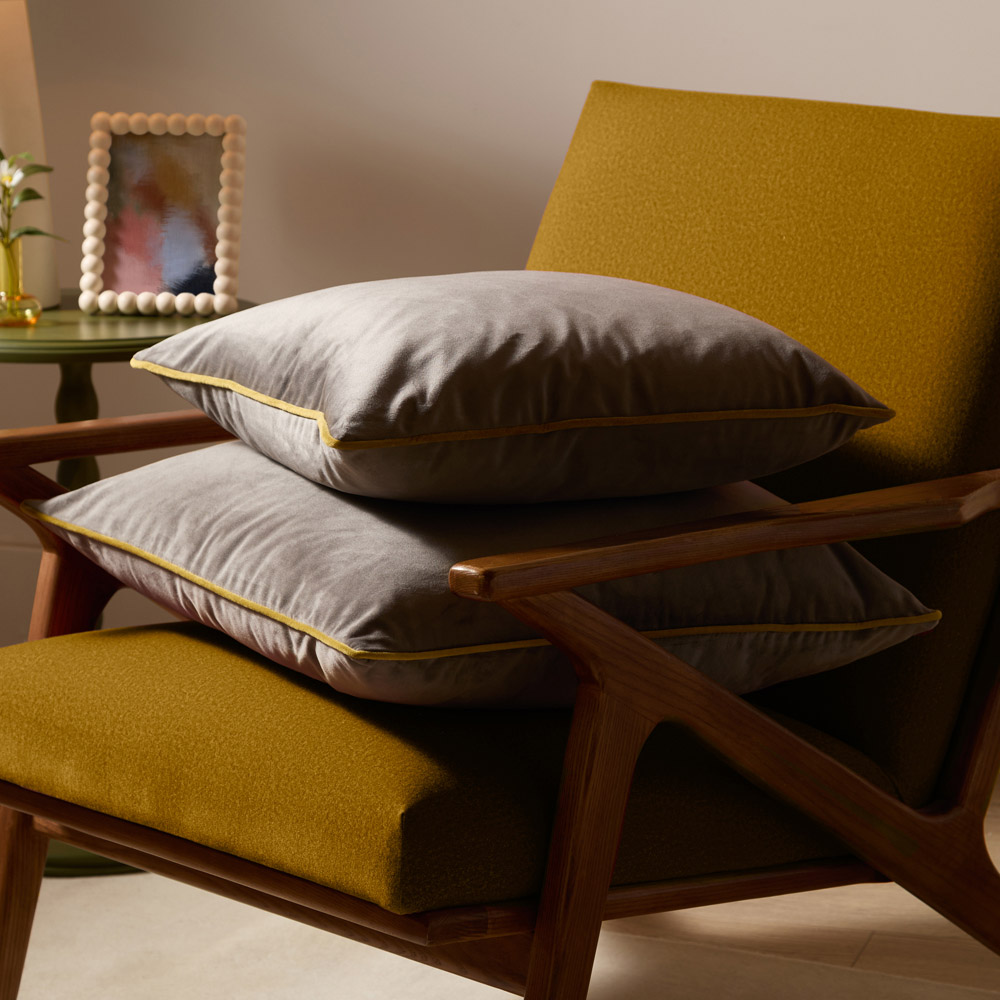 Furn Meridian Charcoal and Moss Velvet Cushion 45 x 45cm Image 6