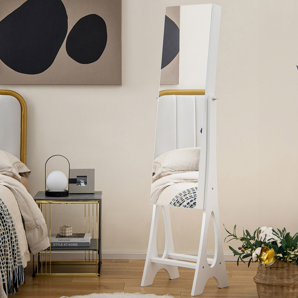 Costway White Freestanding Mirror with Jewellery Cabinet 32 x 110cm Image 2
