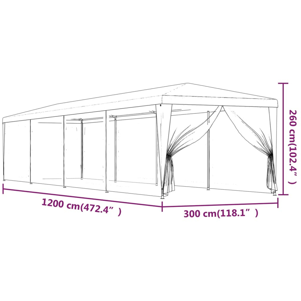 vidaXL 3 x 12m Anthracite Party Tent with Mesh Sidewalls Image 7