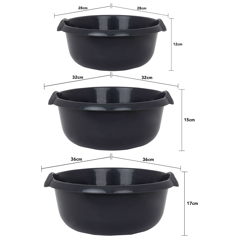 Wham 3 Piece Black Casa Multi-Functional Round Plastic Bowl Set Image 3