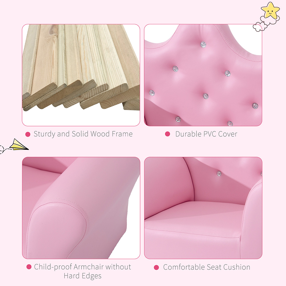 Tommy Toys Pink Kids Armchair and Ottoman Image 7