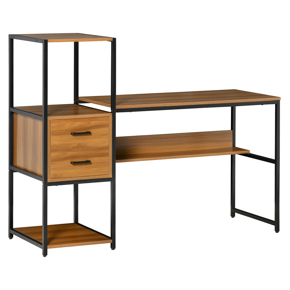 Portland  Industrial Style Office Desk Brown and Black Image 2