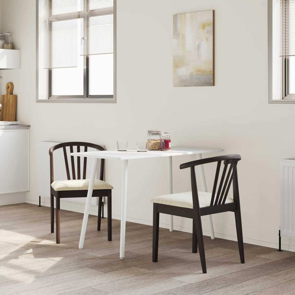 vidaXL Set of 2 Light Brown Rubberwood Vintage Dining Chairs Image 9
