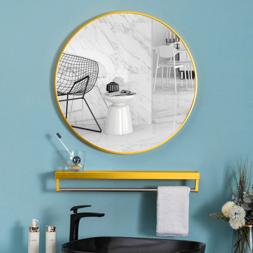 Living and Home Gold Frame Nordic Wall Mounted Bathroom Mirror 50cm Image 2