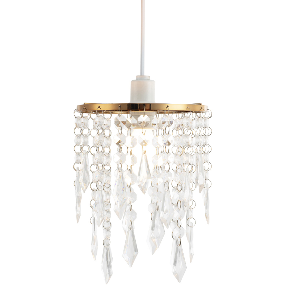 Happy Homewares Waterfall Design Gold Clear Acrylic Droplets and Beads Pendant Shade Image 3