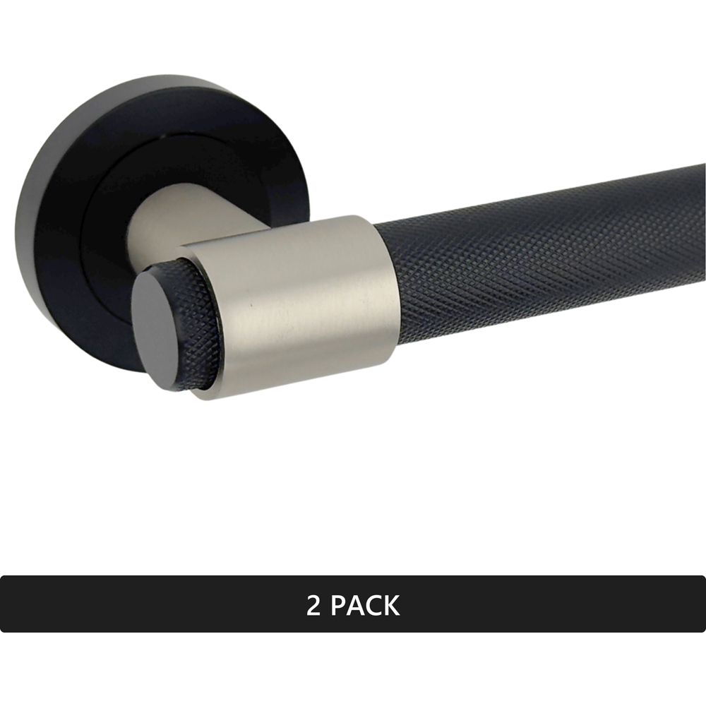 AXS Hardware Dakota Black Knurled Door Handles on Rose 2 Pack Image 5