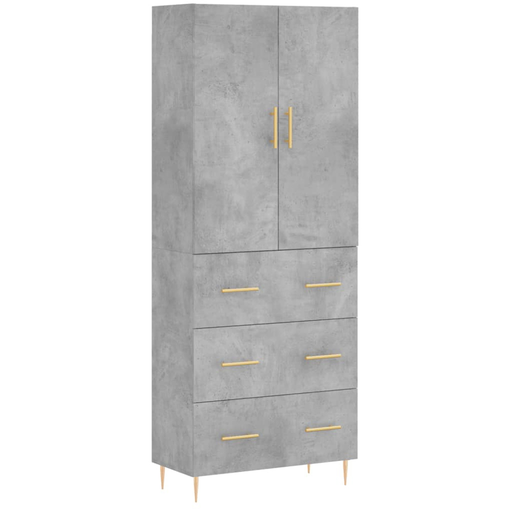 vidaXL 2 Door 3 Drawer Concrete Grey Wooden Cabinet Image 2