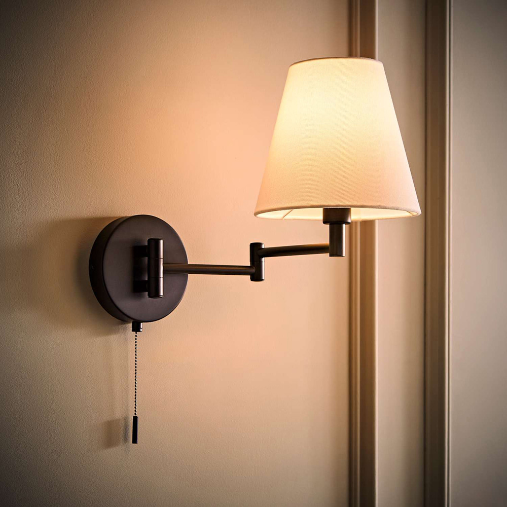 ValueLights Sonia Tapered Shade Matte Black Adjustable Swing Arm Wall Light with Bulb Image 6