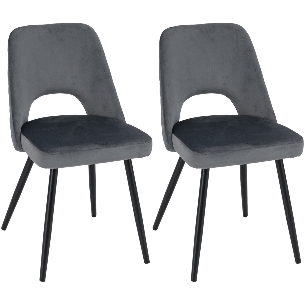 Costway Set of 2 Grey High density Sponge Cushion Upholstered Dining Chairs Image 2