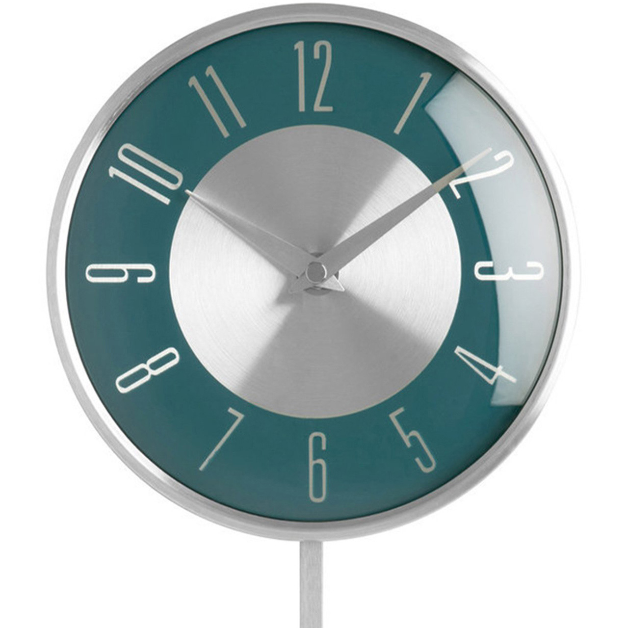 Premier Housewares Blue and Silver Metal Pendulum Wall Clock Image 2