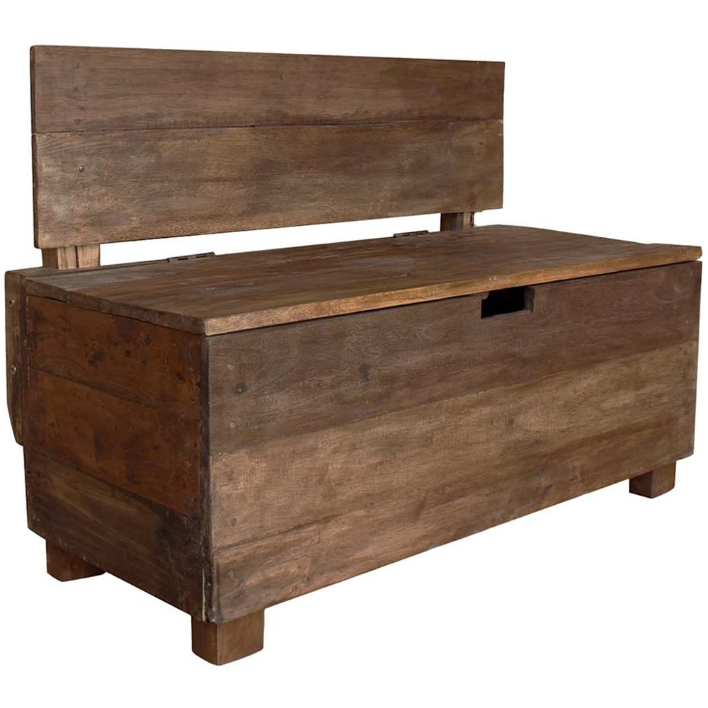 vidaXL 2 Seater Brown Reclaimed Wood Bench with Storage Image 5