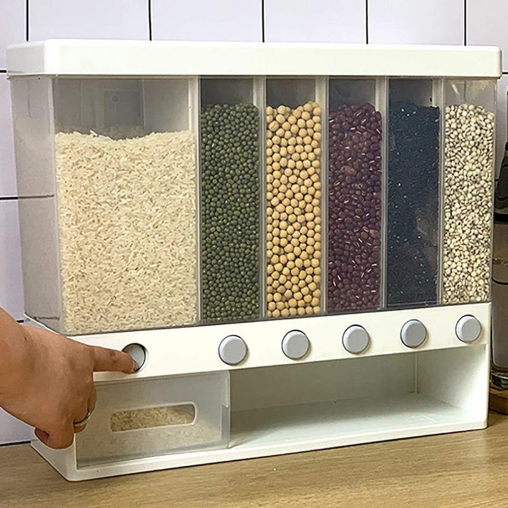 Living And Home Wall mounted Cereal Dispenser Kitchen Storage with Measuring Cup Image 7