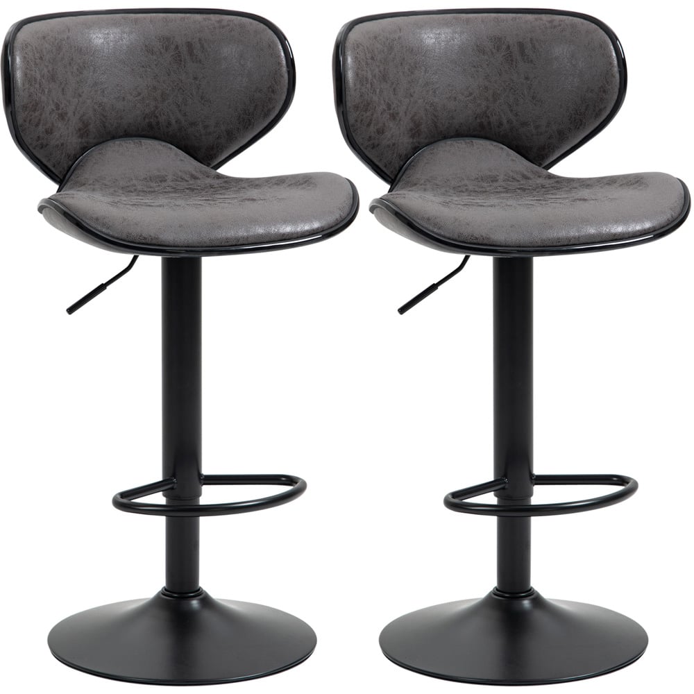 Portland Black Microfibre Cloth Bar Stool Set of 2 Image 2