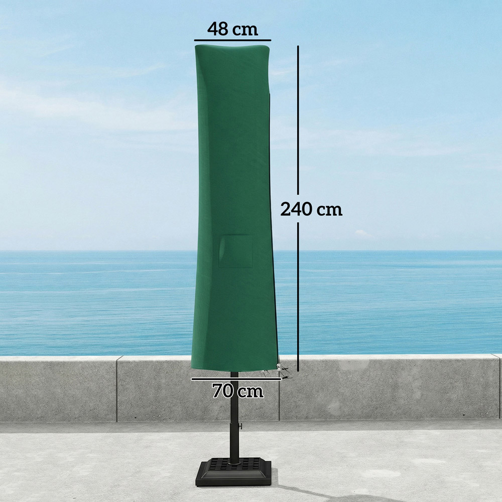 Outsunny Dark Green Large Waterproof Garden Banana Umbrella Parasol Cover 240 x 48cm Image 9