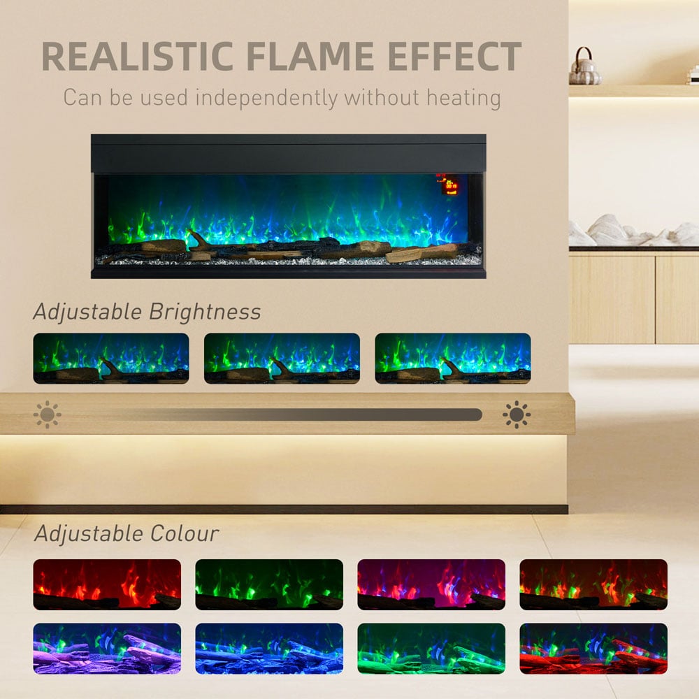 HOMCOM Electric Wall Mounted Fireplace with Remote 152.4cm Image 4
