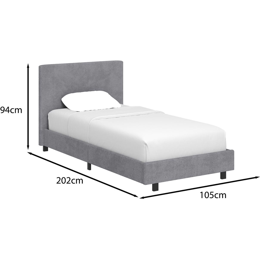 FWStyle Single Grey Upholstered Ribbed Linen Bed Frame Image 8
