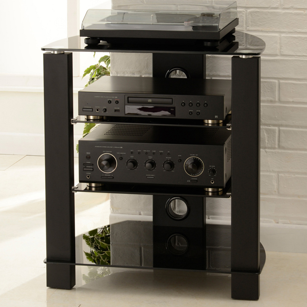TTAP Black 4 Shelf HiFi Entertainment Rack Image 1