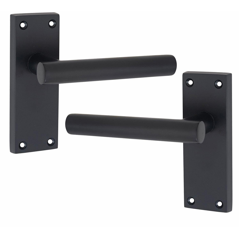 Golden Grace Matt Black Victorian Straight T-Bar Latch Door Handle Set 120 x 40mm Image 2