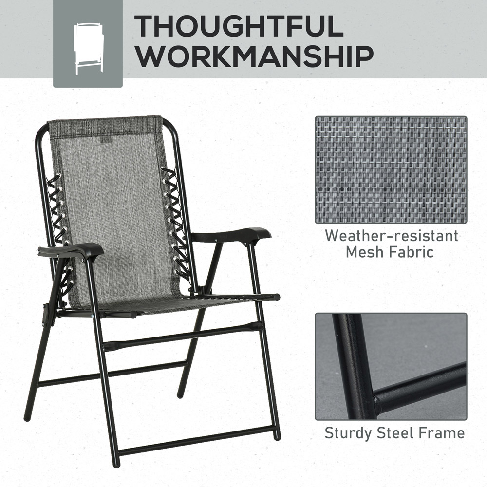 Outsunny Set of 2 Grey Foldable Deck Chair Image 6