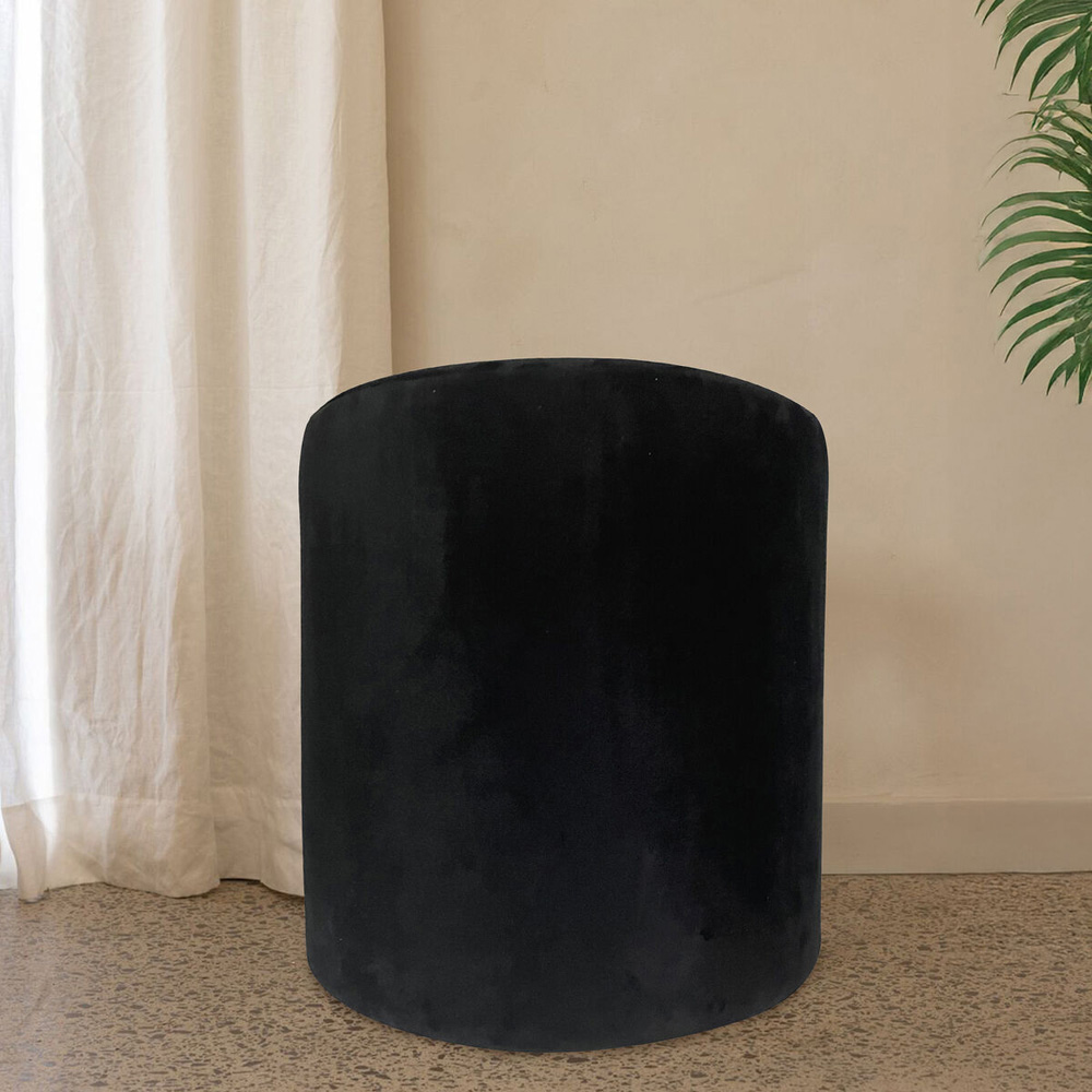 Premier Housewares Haley Black Velvet Pouffe Image 2