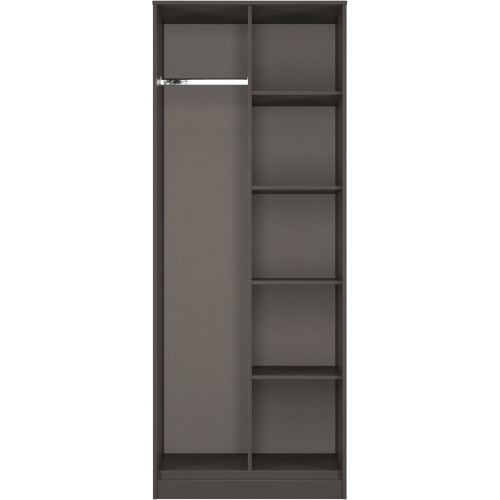 Crowndale Hong Kong 5 Shelf Slatt Effect and Graphite Tall Open Wardrobe Ready Assembled Image 2