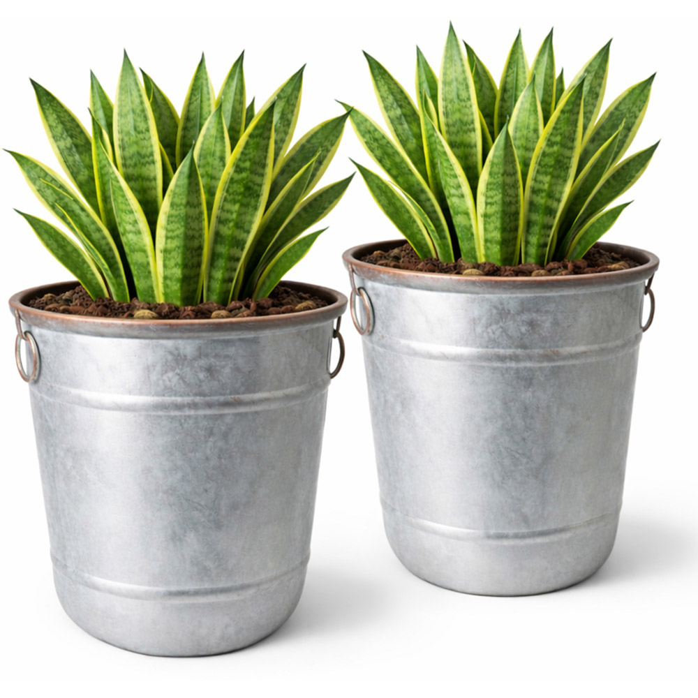 Jack Stonehouse Galvanised Steel and Copper Rim Effect Bucket Planter 32L 2 Pack Image 3