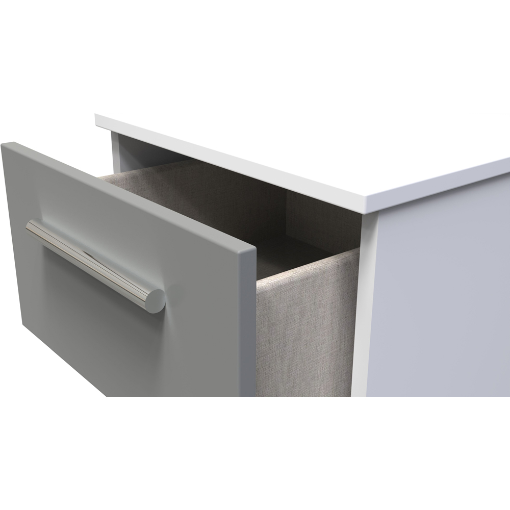 Crowndale Contrast 2 Drawer Dusk Grey and White Compact Bedside Cabinet Ready Assembled Image 5
