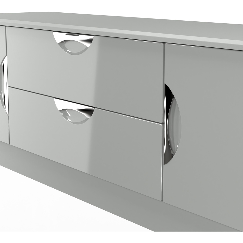 Crowndale Camden 2 Door 2 Drawer Grey Gloss and Dusk Grey Wide TV Unit Ready Assembled Image 5