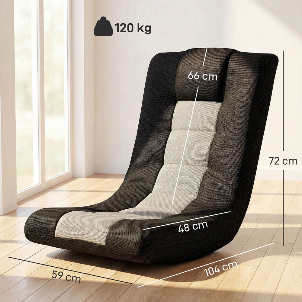 Portland Black Wide Seat Folding Floor Chair with Adjustable Backrest Image 9