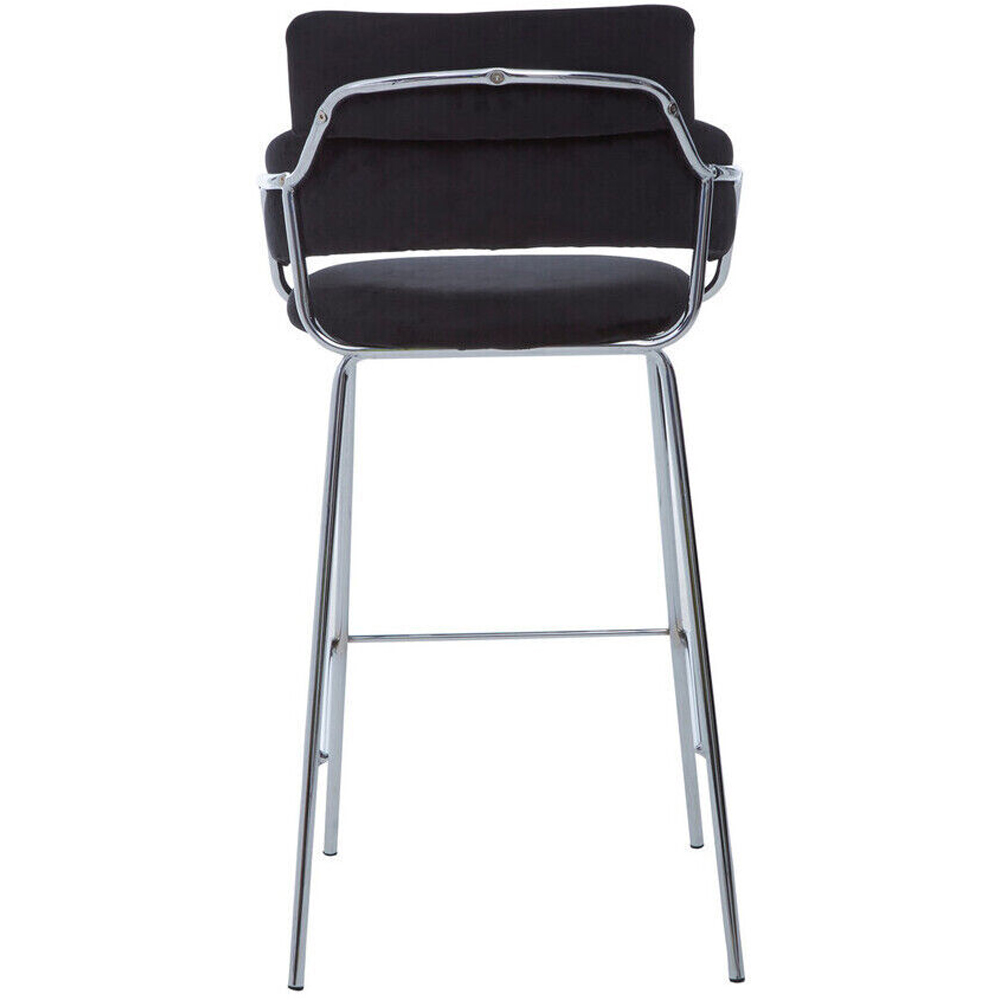 Premier Housewares Tamzin Chrome and Black Velvet Bar Chair Image 4
