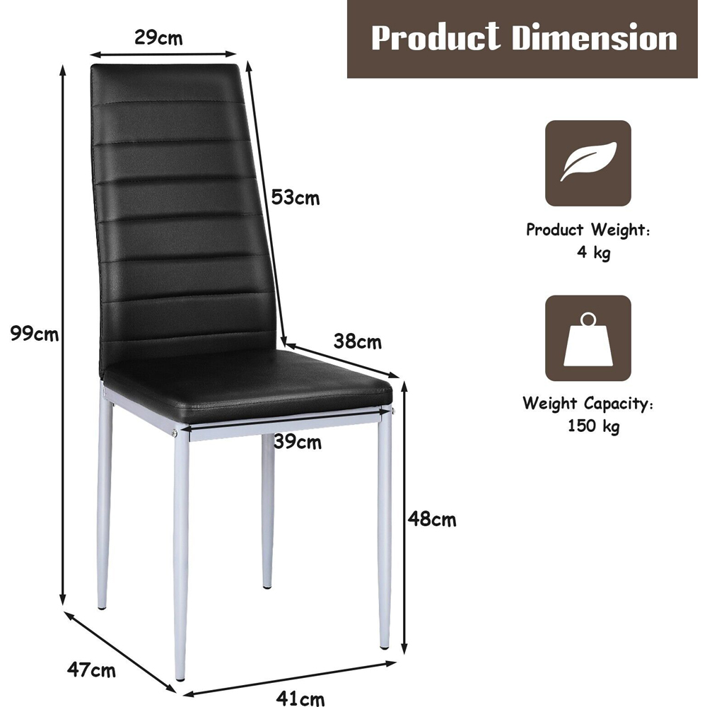 Costway Set of 4 Black High Back Dining Chairs Image 9