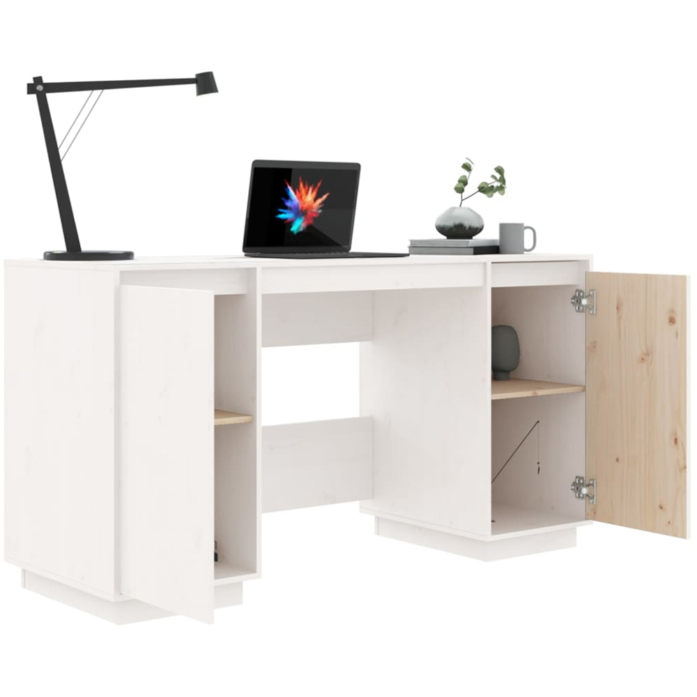 vidaXL 2 Door Computer Desk White Image 3