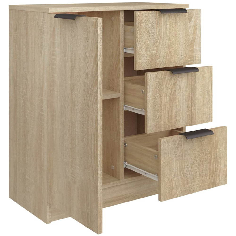 vidaXL Single Door 3 Drawer Sonoma Oak Sideboard Image 5