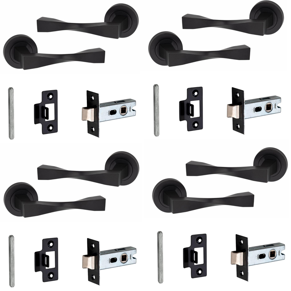 Golden Grace Matt Black Straight Astrid Twist Handles Set 52mm 4 Pack Image 1
