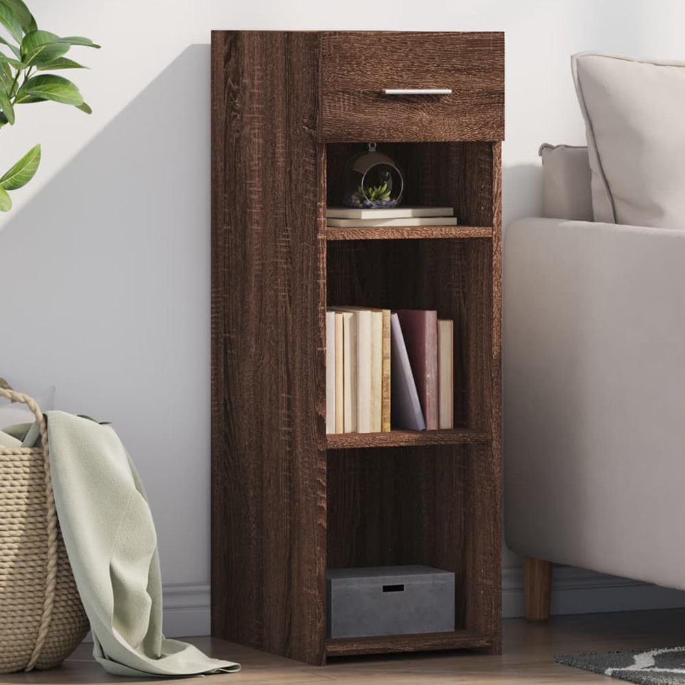 vidaXL Single Drawer 3 Shelf Brown Oak Sideboard Image 1