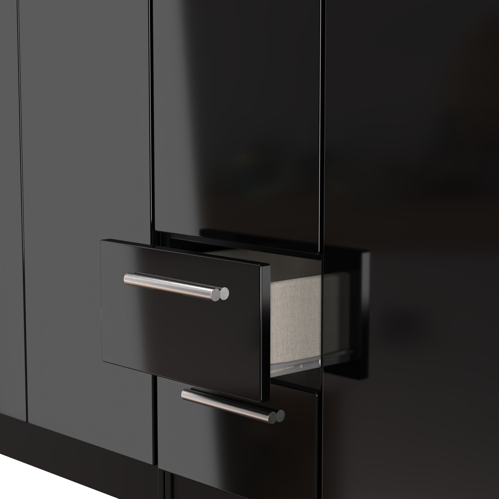 Crowndale Knightsbridge 5 Door 2 Drawer Black Gloss and Black Tall Wardrobe Ready Assembled Image 8