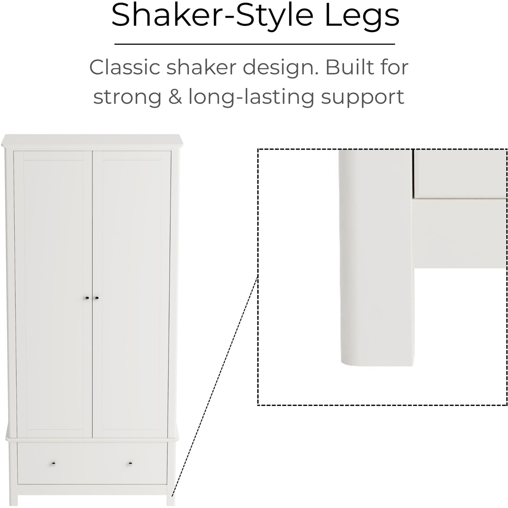 Core Products Nairn 2 Door Single Drawer White Wardrobe Image 4