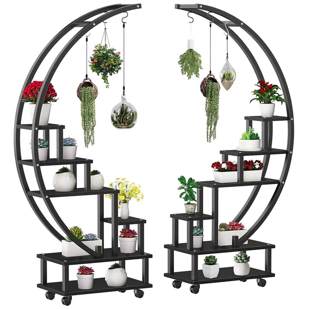 Living and Home 2 Piece Half Moon Shaped Plant Stand Image 2