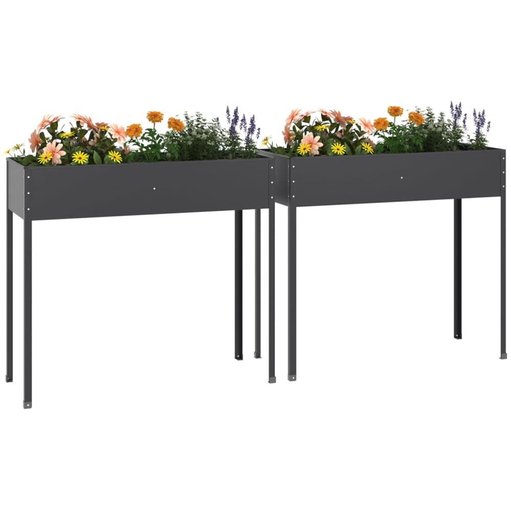 vidaXL Anthracite Galvanised Steel Garden Planter 90 x 100.5 x 40.5cm Image 2