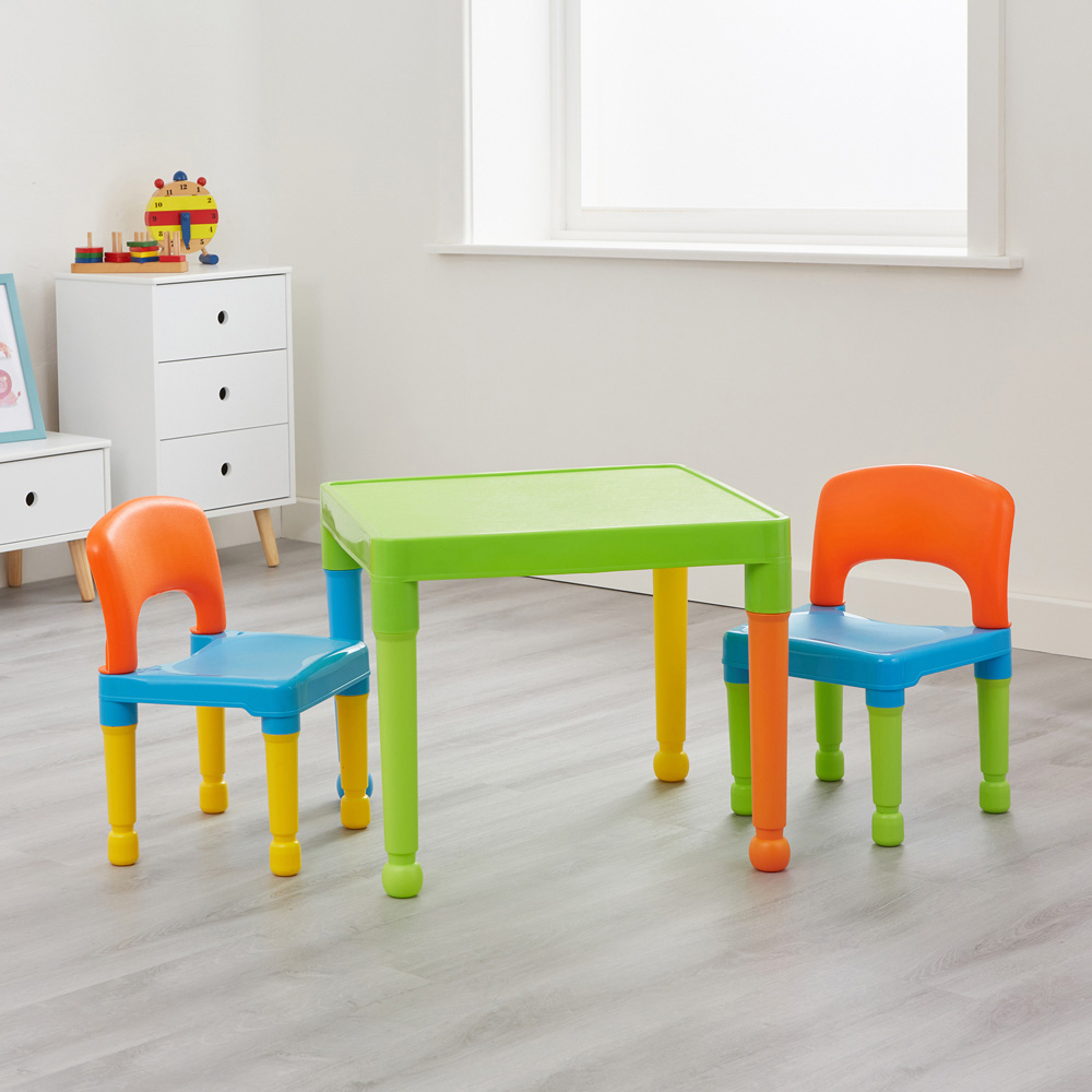 Liberty House Toys Kids Multicoloured Plastic Table and 2 Chairs Set Image 4