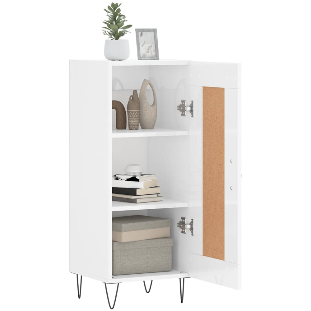 vidaXL Single Door High Gloss White Sideboard Image 4