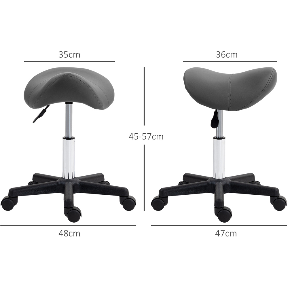 Portland Grey Adjustable Rolling Salon Saddle Stool Image 9