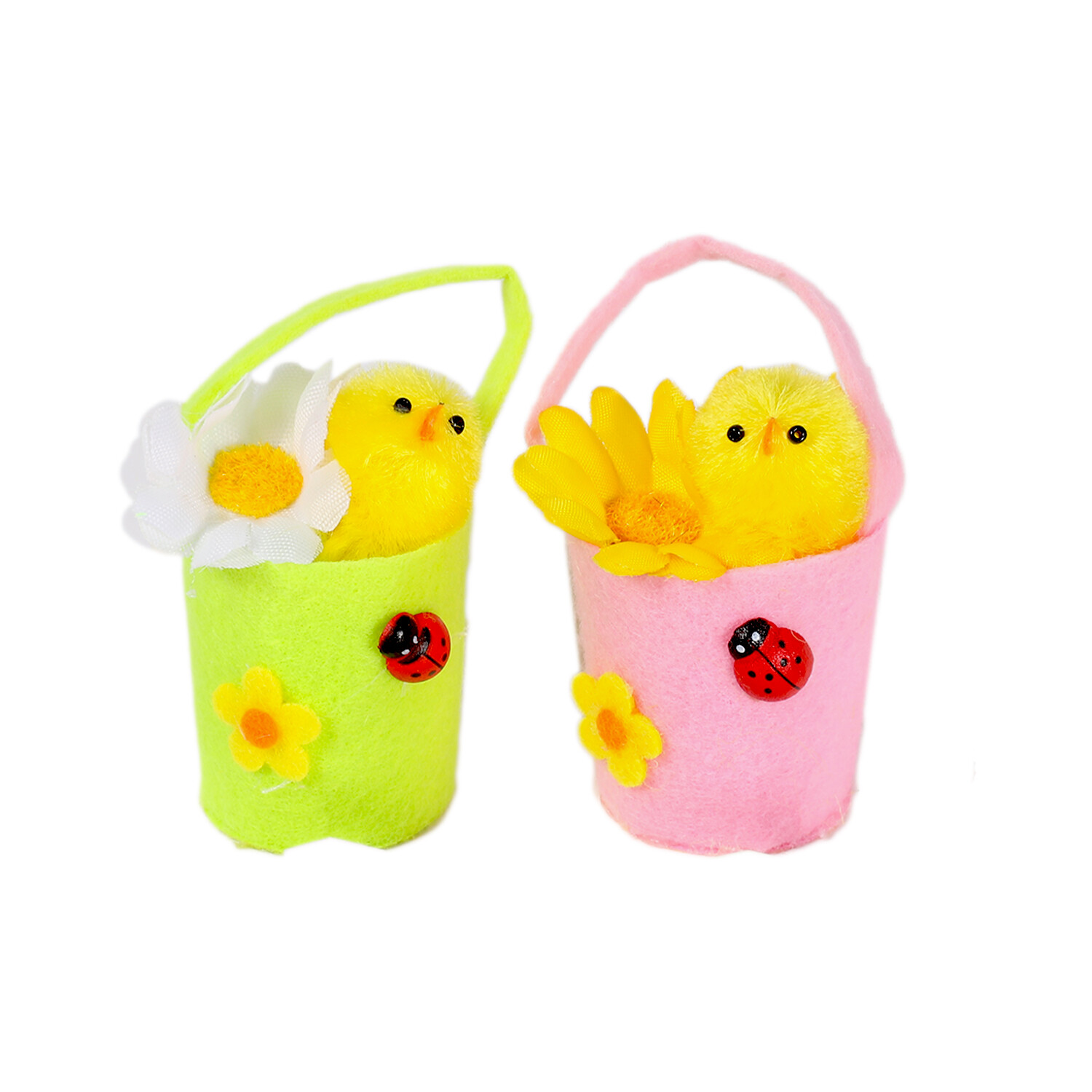Easter Chicks In Floral Felt Basket Image 2