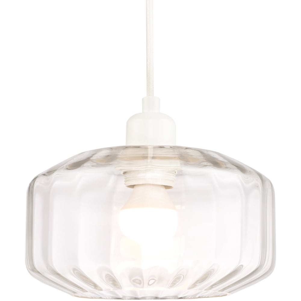 Happy Homewares Clear Ribbed Glass Flat Style Pendant Shade Image 4