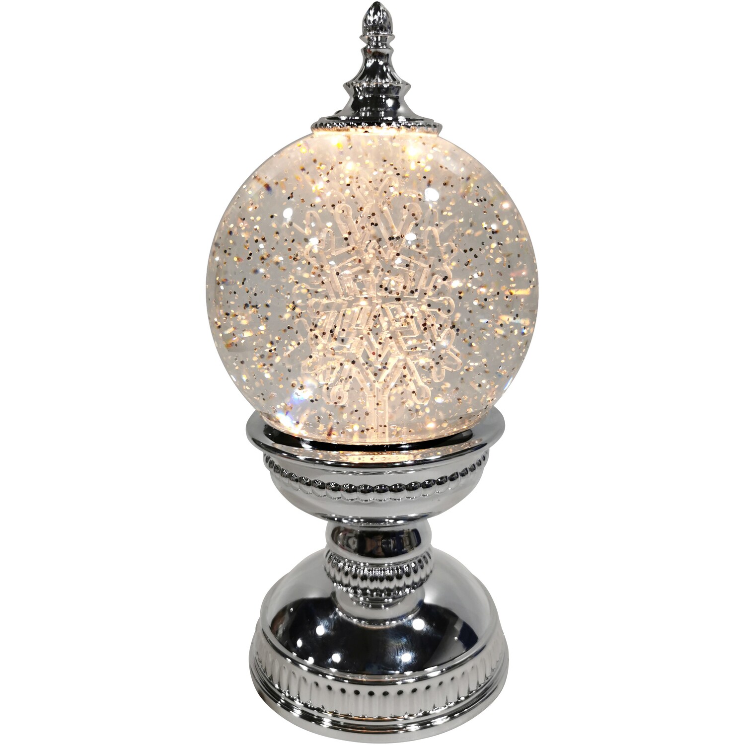 Frosted Fairytale Christmas Silver Snowflake LED Globe Decoration Image